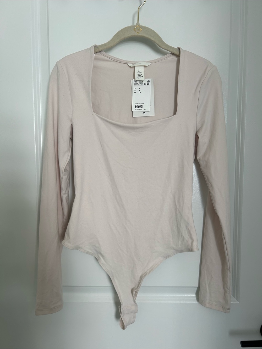 NWT H&M Long Sleeve Square Neck Bodysuit Size Small